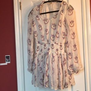 Free people boho vintage dress sheer xs 0 2 tunic